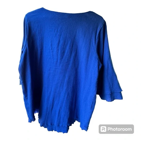 Soft Surroundings Siesta‎ Key Tunic Lightweight Sapphire Blue Cotton Top. Large. - Picture 7 of 7